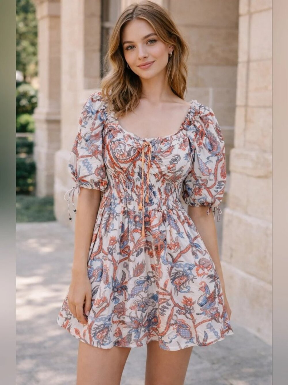 House of Harlow 1960 NWT Nicole Richie Puff Sleeve Cotton Floral Dress Size XL - Picture 1 of 10
